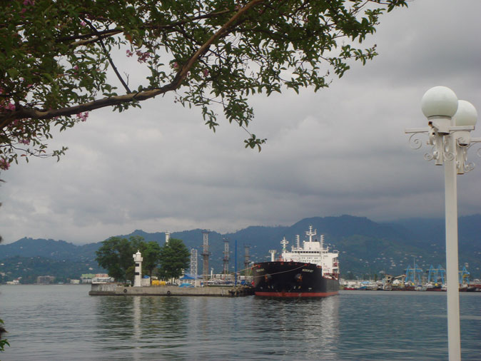 Batumi port view with a ship. Georgia.